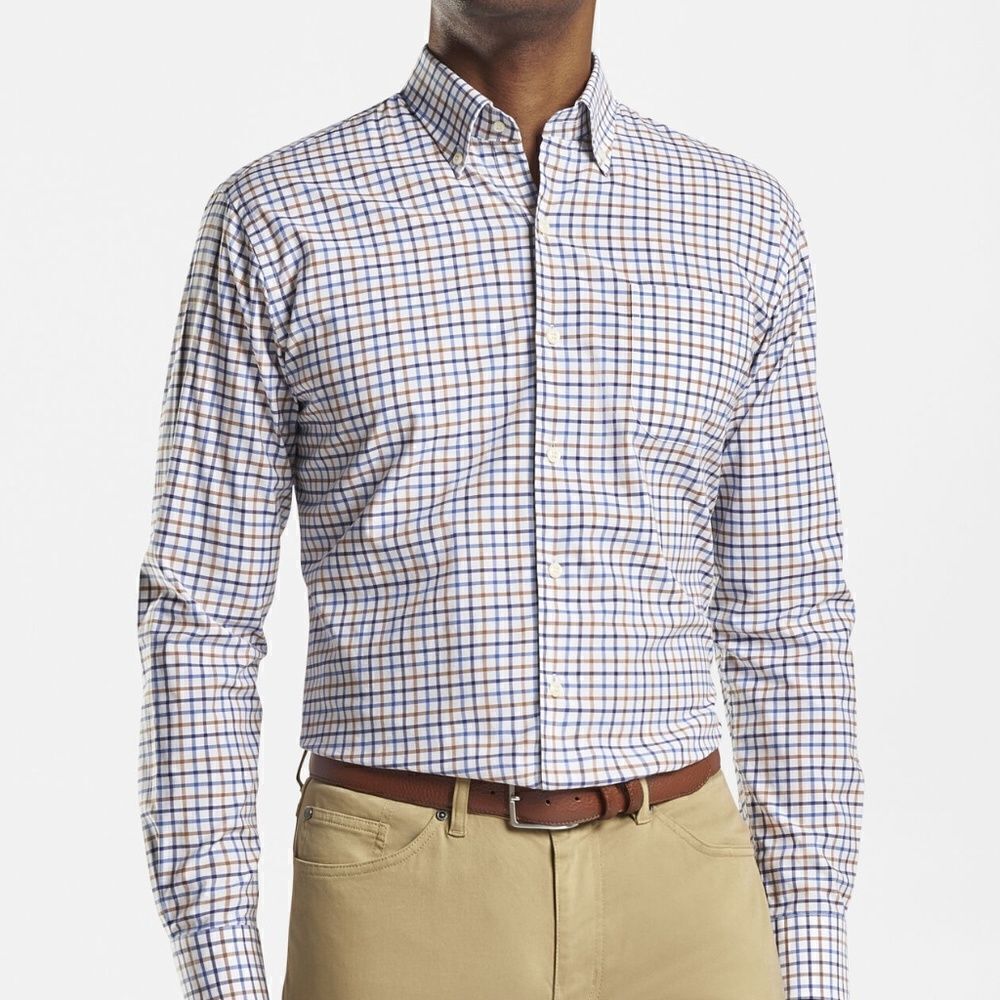 EUC Men's Peter Millar Nanoluxe Easycare Plaid Check Button Down Shirt Size XL‎
